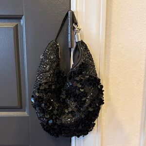 Chic Black Sequin Women's Hobo Bag